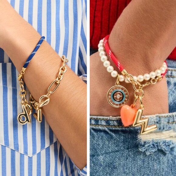 *Set* Roxanne Assoulin Pearl Protect Charm & The Andiamo Charm Bracelet Duo - Picture 1 of 5